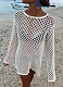 New Hllow Hook Flower Round Neck Pullover Long Sleeve Beach Vacation Blouse