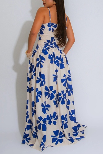 Summer New Wave Print Suspender Vest With Large Swing Skirt Two-Piece Set
