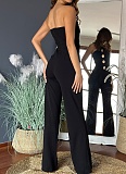 Summer Sexy Tube Top Button Decorated Flared Jumpsuit
