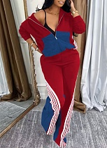 Women'S Loose Denim Patchwork Sports Pants Two Piece Suit QM-4736 Women'S Loose Denim Patchwork Sports Pants Two Piece Suit QM-4736