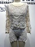 Hook-and-loop French Embroidery Cotton Shorts Suit