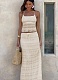 Sexy Halter Neck Backless Chest Wrap Slim Fit Double Layer Strappy Long Skirt Suit
