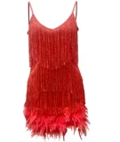 Fashionable Tassel Sequin Sexy V-neck Suspenders Feather Stitching Dress