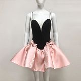 Temperament and Elegance Satin Stitching Bandage Sleeveless Suspenders Puffy Dress