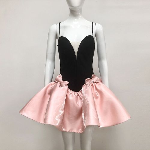 Temperament and Elegance Satin Stitching Bandage Sleeveless Suspenders Puffy Dress