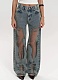 American Retro Straight Pants Hollow Texture Gradient Jeans Loose Wide-Leg Trousers