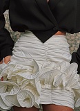 Temperament Sexy Pleated Hip-wrapped Three-dimensional Lace Skirt