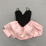 Temperament and Elegance Satin Stitching Bandage Sleeveless Suspenders Puffy Dress