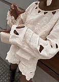 Hook-and-loop French Embroidery Cotton Shorts Suit