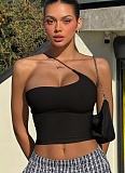 Personalized Solid Color Beveled Halter Neck Irregular Outer Wear Small Camisole Top