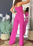 Summer Sexy Tube Top Button Decorated Flared Jumpsuit