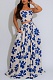 Summer New Wave Print Suspender Vest With Large Swing Skirt Two-Piece Set