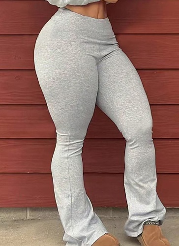 Gray High Waist Casual Sweat-Absorbent Yoga Bottom Pants Solid Color Mopping Pants Women'S Sports Tights