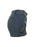 Retro Iregular Hem Fashion Design Washed Denim Skirt