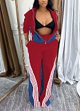 Women'S Loose Denim Patchwork Sports Pants Two Piece Suit QM-4736
