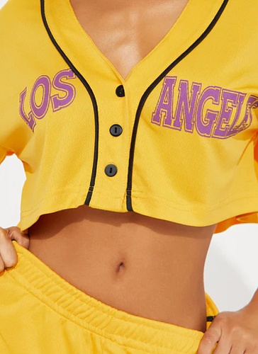 Women's Sports V-Neck Open Button Short Top Elastic Waist Shorts Set