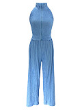 Summer Sleeveless Top Pleated Casual Pants Set RS-3084