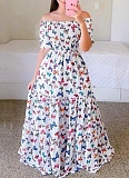 Fashion Printed One Shoulder Floral Long Dress