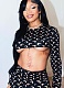 Sexy Hot Girl Long Sleeve Ultra Short Navel-baring Hip Skirt Two-piece Suit