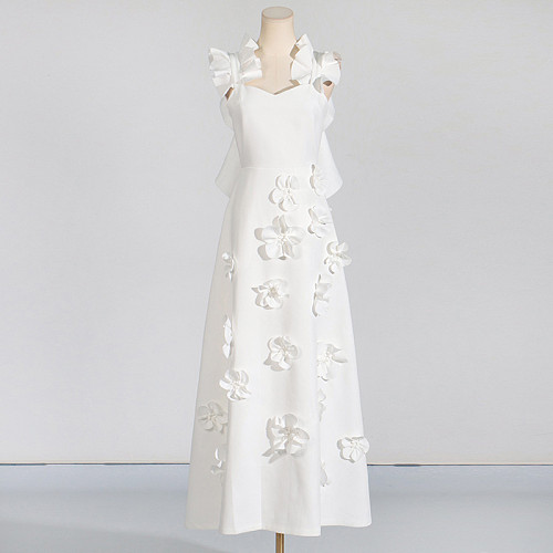 2025 Spring New White Slim Fit Backless Dress