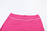 Casual Leopard Print Slim Fit Hooded Zip-Up Top High Waist Shorts Set