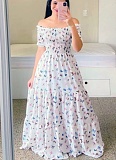 Fashion Printed One Shoulder Floral Long Dress