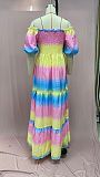 Fashion Printed One Shoulder Floral Long Dress