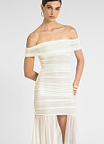 Sexy Ladies Elegant Tube Top Solid Color Pleated Ribbon Waist Slim Fit Short Dress