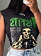 Black Summer Loose Fun Print Sleeveless Vest