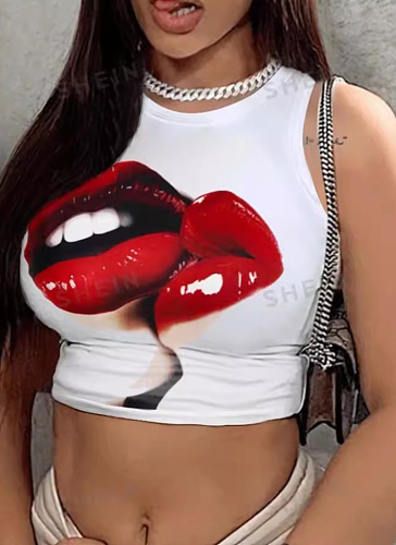 Women's Personalized Printed Vest Top Slim Fit Fashion Hot Girls