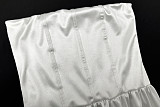 Sweet and Elegant Waist-hugging Satin Tube Top Bud Dress