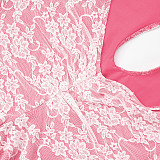 New Hollow Lace Halter Neck straps Large Backless Tight Jumpsuit