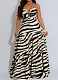 Sexy Printed Suspenders Stitching Large Swing Long Dress