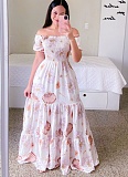 Fashion Printed One Shoulder Floral Long Dress