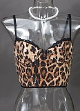 Sequined Leopard Print New Sleeveless Hollow Back Camisole Top (Adjustable Shoulder Straps)