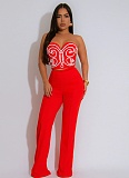 Tube Top Short Top With Solid Color Wide Leg Pants Two-Piece Set