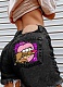 Mouth Biting Finger Print Fashionable Ripped Denim Shorts For Women