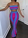 Sexy Candy-colored Bra + Flared Pants Striped Suit