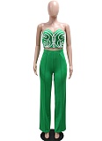 Tube Top Short Top With Solid Color Wide Leg Pants Two-Piece Set