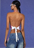 New Football Element Printed Metal Connection Halter Neck Vest
