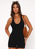 Summer Printed Backless Sports Suspender Jumpsuit For Women