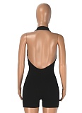 Summer Printed Backless Sports Suspender Jumpsuit For Women
