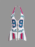 New Football Element Printed Metal Connection Halter Neck Vest