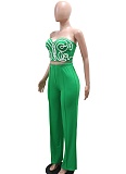 Tube Top Short Top With Solid Color Wide Leg Pants Two-Piece Set