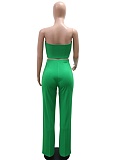Tube Top Short Top With Solid Color Wide Leg Pants Two-Piece Set