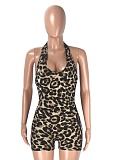 Summer Printed Backless Sports Suspender Jumpsuit For Women