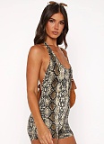 Summer Printed Backless Sports Suspender Jumpsuit For Women