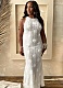 White Fashion Sexy Sleeveless Lace-Up Backless Solid Color Long Dress For Women