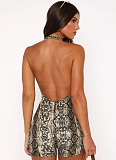 Summer Printed Backless Sports Suspender Jumpsuit For Women