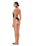 Sexy Solid Color Halter Neck Jumpsuit Long Slit Skirt Swim Suit